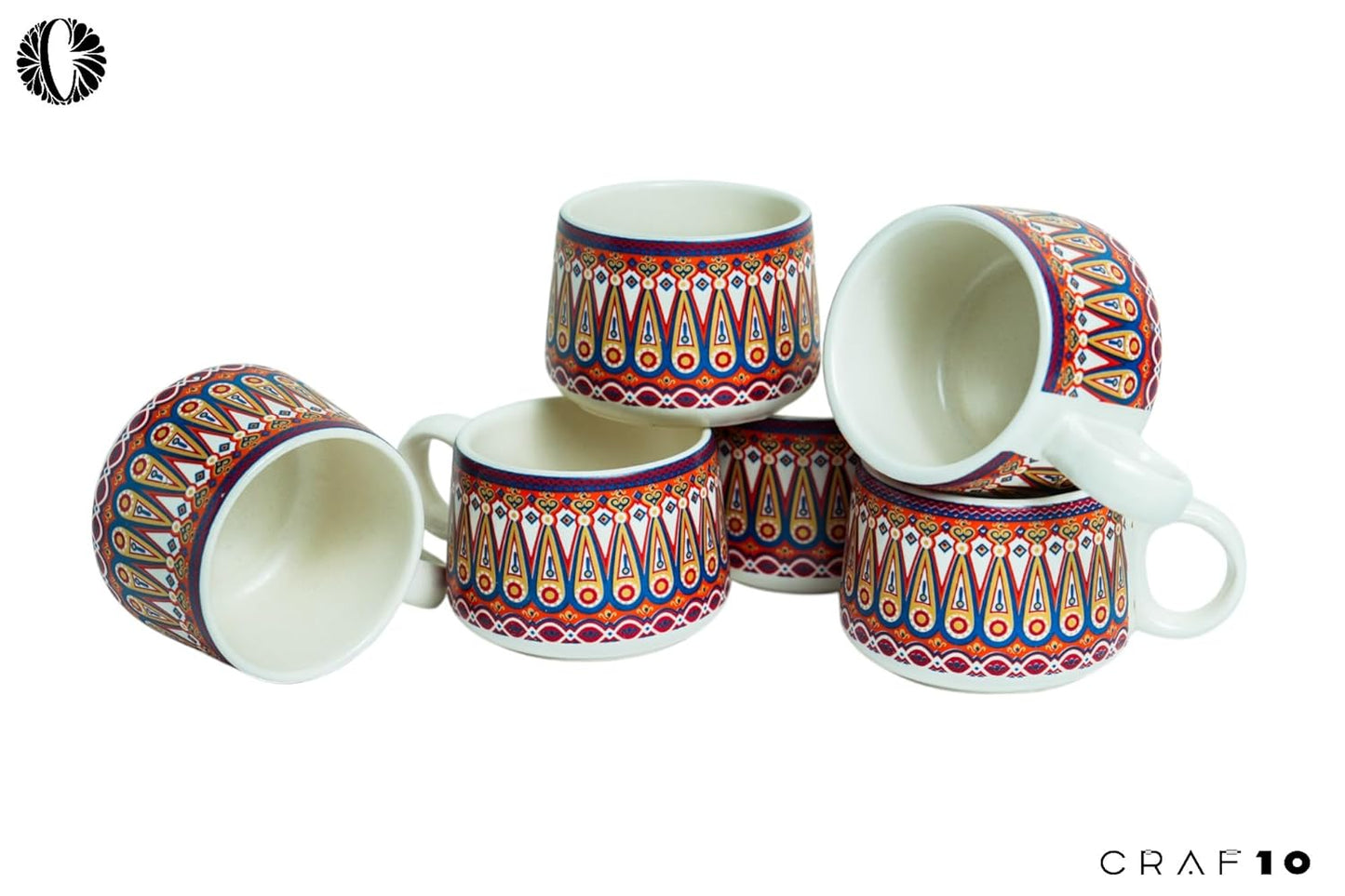 Color Bliss Tea Cup Set of 6, 150 ML, Microwave Safe