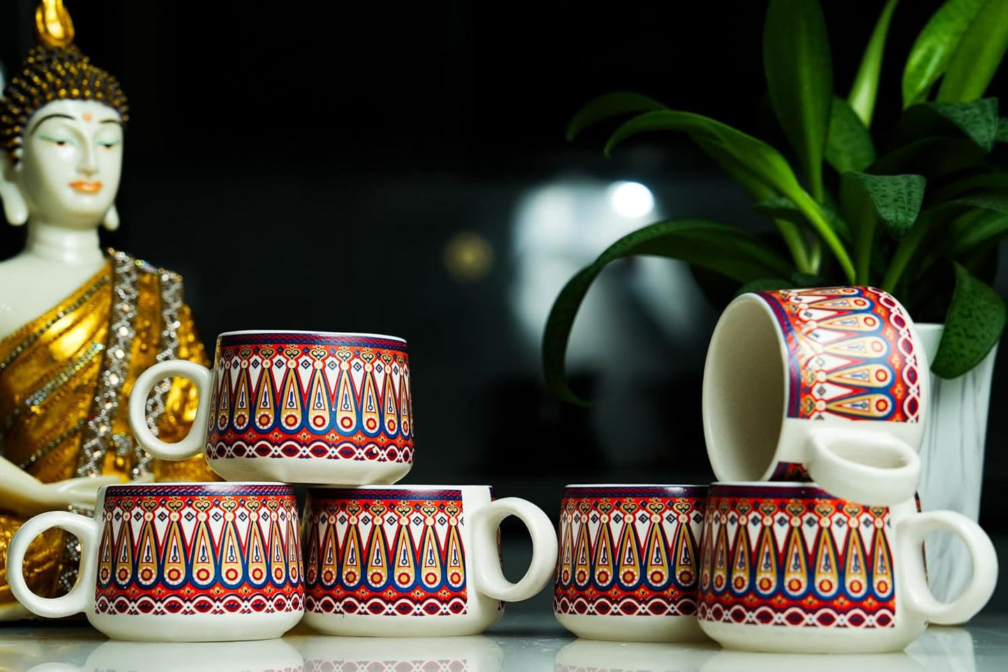 Color Bliss Tea Cup Set of 6, 150 ML, Microwave Safe