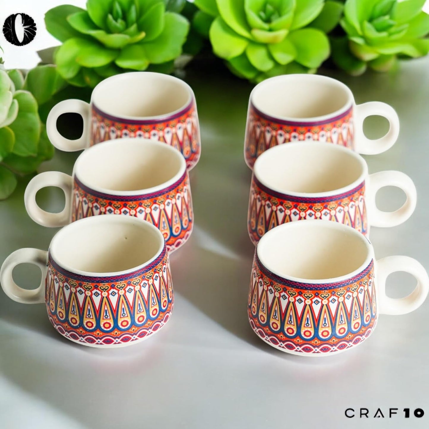 Color Bliss Tea Cup Set of 6, 150 ML, Microwave Safe