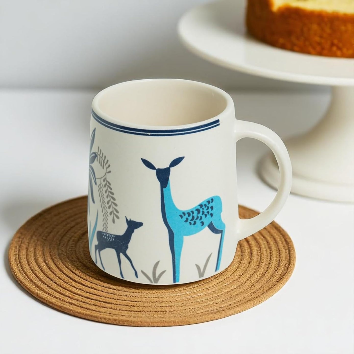 CRAF10 Blue Stag Ceramic Tea/Coffee Mug – Single Piece, 330 ML