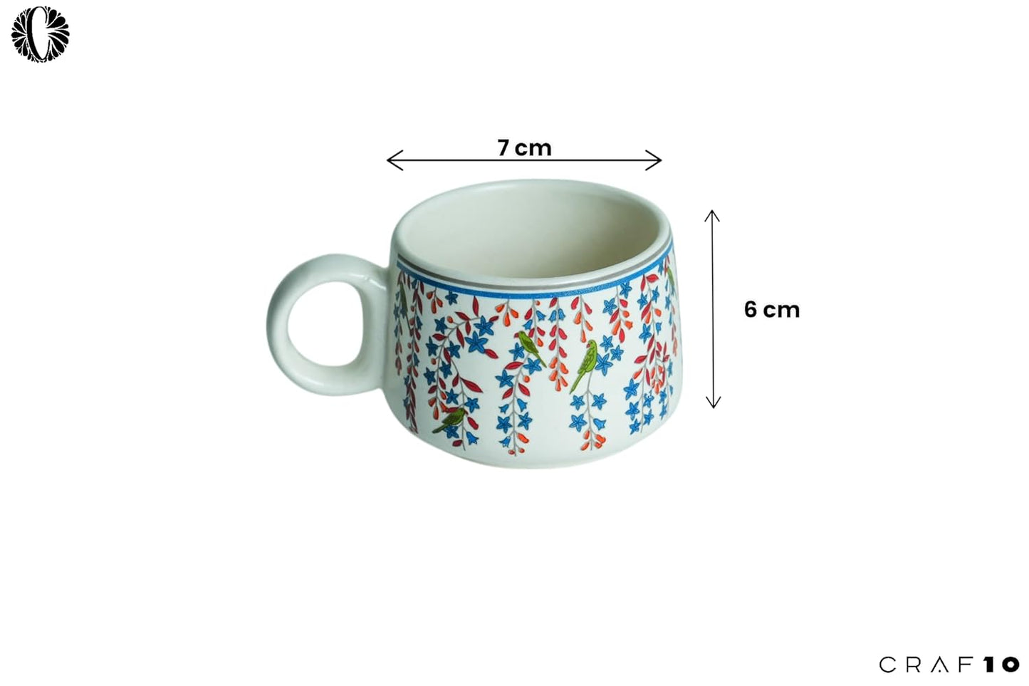 Design Bliss Tea Cup Set of 6, 150 ML, Microwave Safe