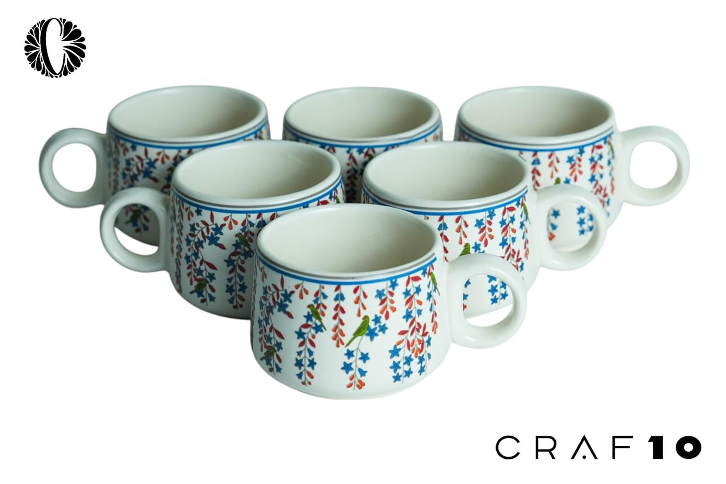Design Bliss Tea Cup Set of 6, 150 ML, Microwave Safe