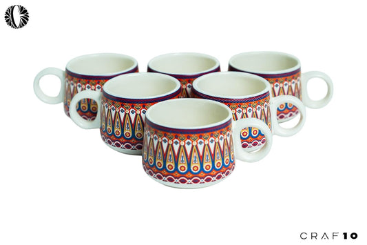 Color Bliss Tea Cup Set of 6, 150 ML, Microwave Safe