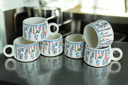 Design Bliss Tea Cup Set of 6, 150 ML, Microwave Safe