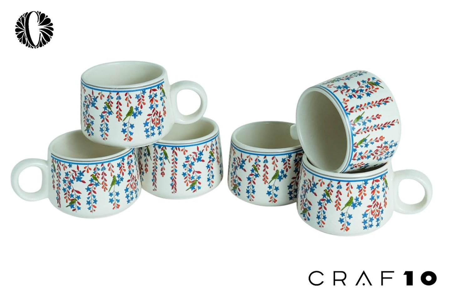 Design Bliss Tea Cup Set of 6, 150 ML, Microwave Safe
