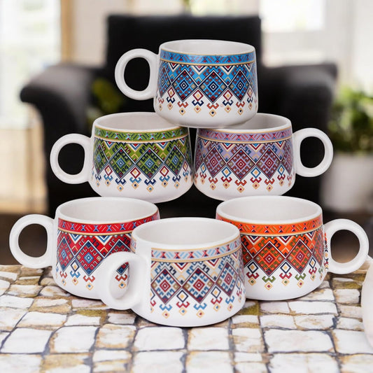 Print Bliss Tea Cup Set of 6, 150 ML, Microwave Safe