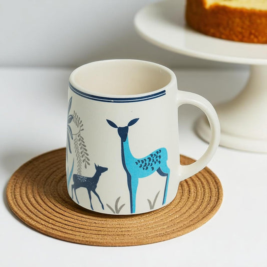 CRAF10 Blue Stag Ceramic Tea/Coffee Mug – Single Piece, 330 ML